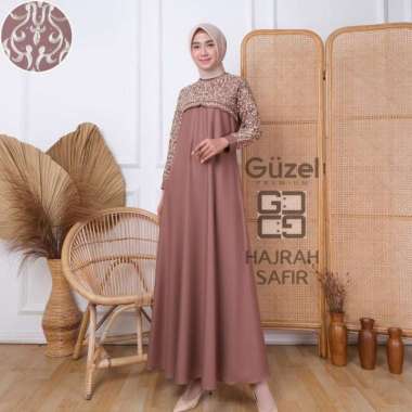 gamis pesta Guzel Hajrah safir original fashion muslim L Mocca