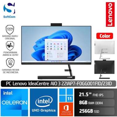 PC Lenovo IC AIO 3i 1FID 23ID Desktop PC [Celeron 7305/8GB/256GB SSD/21.5" FHD IPS/W11+OHS] Black
