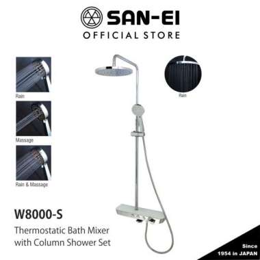 SAN-EI W8000-S Thermostatic Bath Mixer with Column Shower Set | Shower Dinding Set Panas/Dingin Ukur