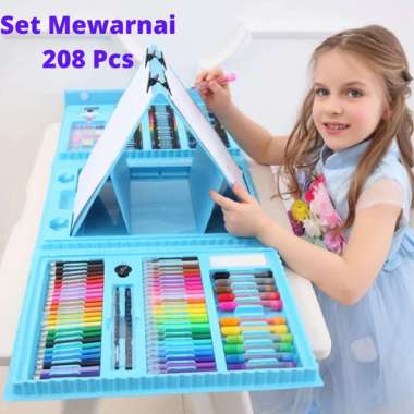 Pensil Warna Crayon Cat Air Set 208 Pcs Alat Perlengkapan Gambar Set