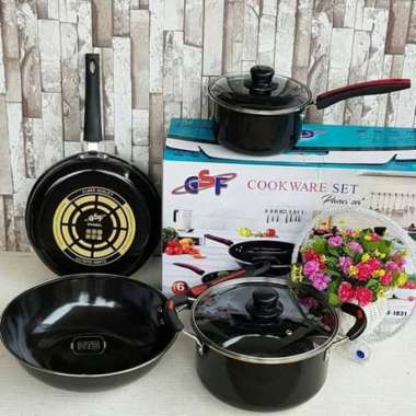 Jagemart - PANCI SET GSF 1831 / COOKWARE SET ENAMEL GSF 1831 TUTUP KACA