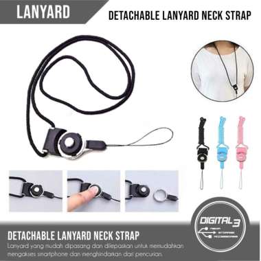 Lanyard Detachable Buckle Loop Kalung HP Smarpthone Holder Neck Strap Hitam