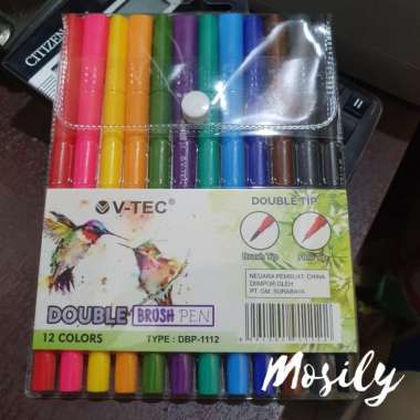 Brush Pen 12 Warna Vtec Multicolor