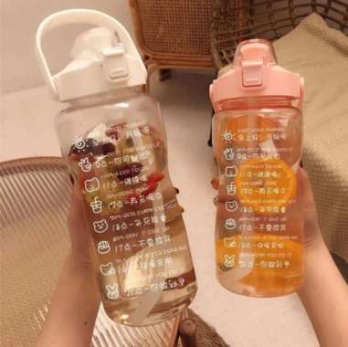 Botol Air Minum Dewasa / Botol Minum 2 liter Dengan Tutup Flip Straw Multivariasi Multicolor