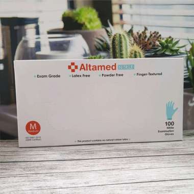 Altamed Glove Nitrile (Biru) - Exam Gloves Powder Free & Latex Free Ukuran S
