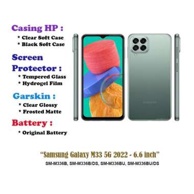 Samsung Galaxy M33 5G 2022 - 6.6 inch - Case - Screen Protector - Battery - Dll Black Soft Case