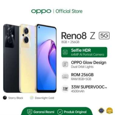 OPPO RENO 8Z 5G RAM 8/256 GB GARANSI RESMI ORIGINAL BISA KREDIVO / PAYLATER black