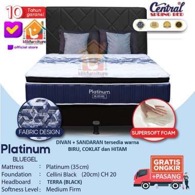 (1 set) Platinum Pillow Top With Bluegel Hb Terra Central Springbed Set 180x200cm