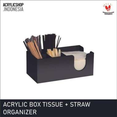 Acrylic/Akrilik Kotak Box/Kotak Tissue + Straw Organizer