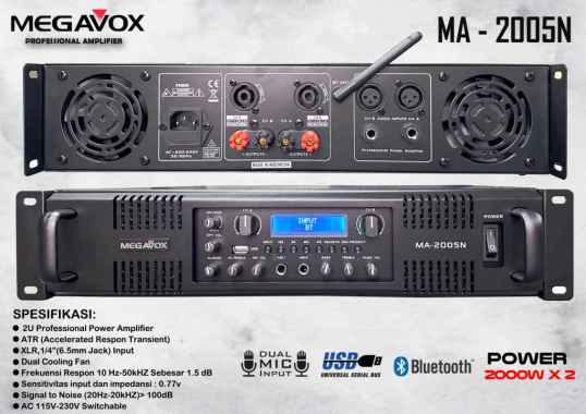 Power Amplifier MEGAVOX MA-2005N 2005N Bluetooth ORIGINAL