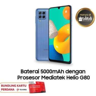 Samsung Galaxy M32 Smartphone [6/128GB] Free Telkomsel Starter Pack Light Blue