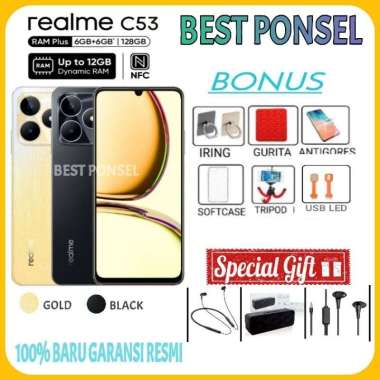 Realme C53 NFC 6/128 GB | C21y 4/64 GB Garansi Resmi Realme Indonesia C21y 4/64 Black Bonus 6+Headse