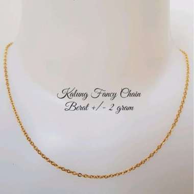 Kalung Emas Asli Kadar 875 Fancy Basic Chain Perhiasan Emas Wanita