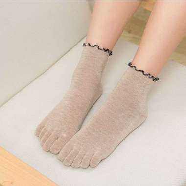 Kaos kaki - kaos kaki wanita- kaos kaki jari- kaos kaki 5 jari Renda khaki