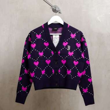 Kardigan MLB B HEART ALL OVER PURPLE NAVY CARDIGAN 100% ORIGINAL
