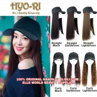 HYO-RI WIG : TOPI WIG KOREA PANJANG LURUS NATURAL CURLY WAVE 60CM WIG TOPI KOREA RAMBUT PANJANG Luru