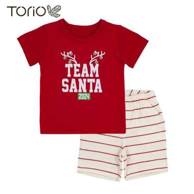 TORIO Short Pant Set Team Santa - Baju Setelan Anak Laki-Laki 1-2 tahun