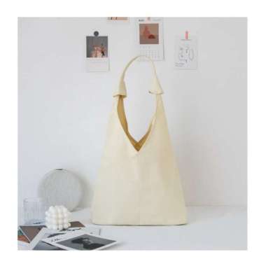 Tas Bahu Kanvas Wanita Tote Bag Korea Style (T6-003) Putih-Cream