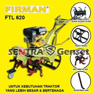 TILLER FIRMAN FTL 620. MESIN CULTIVATOR BAJAK SAWAH BASAH KERING