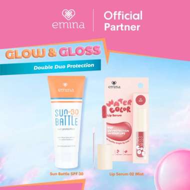 (POUCH) EMINA Sun Battle SPF30 PA+++ 60 ml + EMINA Watercolor Lip Serum 01 Dawn | Bundling isi 2