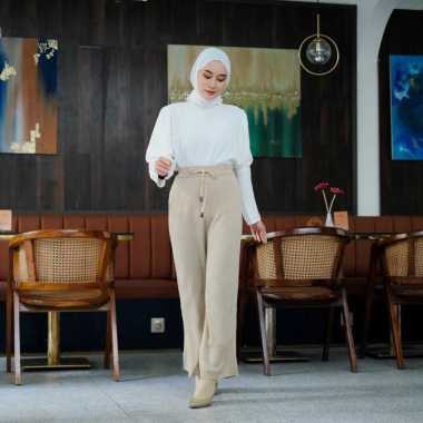 Jemima Kulot Pants knit Celana Rajut Jumbo Cream