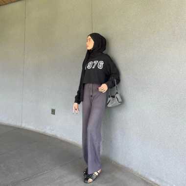 Jemima Kulot Pants knit Celana Rajut Jumbo Black
