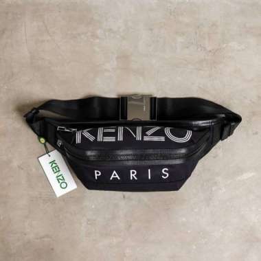 Kenzo Logo Paris Text Waist Bag / Bumbag in Black Regular