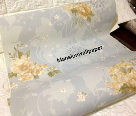 Wallpaper Dinding Murah Sale Bunga Pink / Biru Elegan