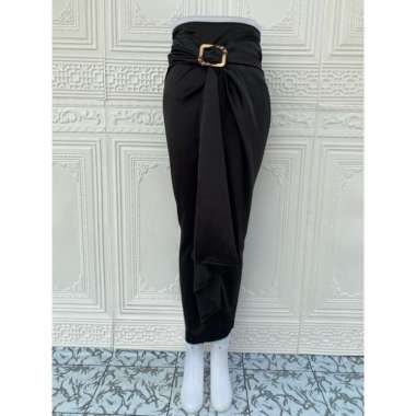 Rok Lilit Wrap Satin Wanita / Rok Polos Setelan Kebaya HITAM