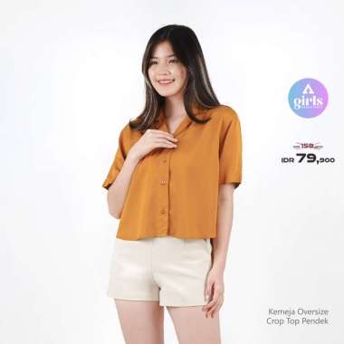 Aerostreet Kemeja Rayon Oversize Crop Top Yuki Mustard Terang Woman QDBAA XL