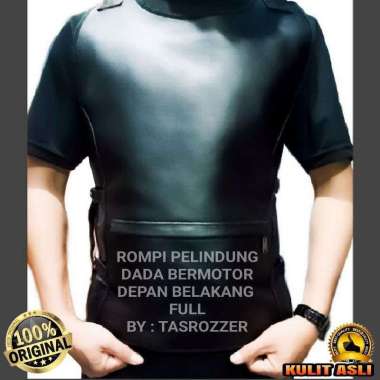 Mivaso Pelindung dada motor kulit tebal anti angin Depan+belakang hitam