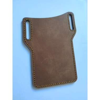 Mivaso Tas Pinggang Dompet Hp Kulit Sapi Asli Crazy Horse Klasik Premium Asli Garut coklat muda