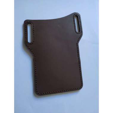 Mivaso Tas Pinggang Dompet Hp Kulit Sapi Asli Crazy Horse Klasik Premium Asli Garut coklat tua