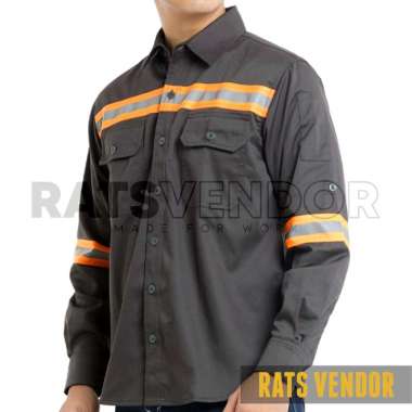 Ratsvendor Kemeja Safety K3 / Baju Proyek Kerja Tambang / Wearpack HSE Warna Charcoal XS