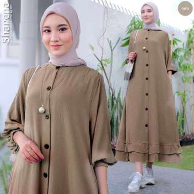 FBT Gamis Wanita Muslim SHARENA MIDI DRESS CRINKLE AIRFLOW BUSUI FRIENDLY Dress Kondangan Simple Elegan Midi Dres Korean Style Baju Muslim Pengajian MILO