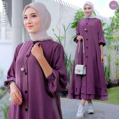 FBT Gamis Wanita Muslim SHARENA MIDI DRESS CRINKLE AIRFLOW BUSUI FRIENDLY Dress Kondangan Simple Elegan Midi Dres Korean Style Baju Muslim Pengajian LAVENDER