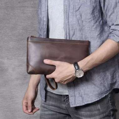 Mivaso Clutch Bag Kulit Asli Unisex - Tas Tangan Kulit Aslli - Handbag Kulit Pria Wanita