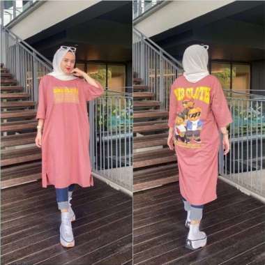 Baju Atasan Tunik Wanita DM3 Midi Dress Bahan Kaos Katun Combed 24s Baju Wanita Muslim Tunik Wanita 