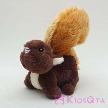boneka tupai lucu cute squirrel ekor besar coklat tua medium