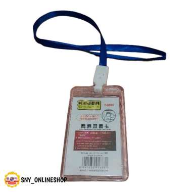 ID Card Holder Acrylic Transparant KEJEA + Tali Name Tag Lanyard Mika Casing ID Card Holder Biru