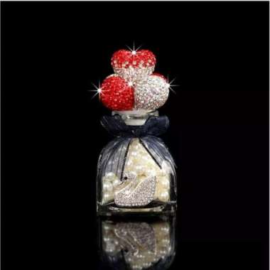 PAJANGAN DASHBOARD LOVE CRYSTAL RHINESTONES TEMPAT PARFUM KACA MOBIL Merah