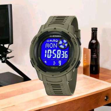 Jam Tangan Digital Dziner 8351, Strap Tali Rubber Hijau