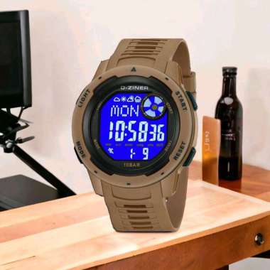 Jam Tangan Digital Dziner 8351, Strap Tali Rubber Coklat