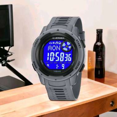 Jam Tangan Digital Dziner 8351, Strap Tali Rubber Abu-abu