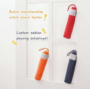 Payung lipat 3 polos gagang warna / GRC / sablon / silver - 72007 navy
