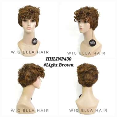 Wig Rambut Asli atau Human Hair Wig ella HHLINP430 Light Brown