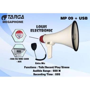 Megaphone TARGA MP 09 + USB Mic Megaphone Horn Megaphone ORIGINAL