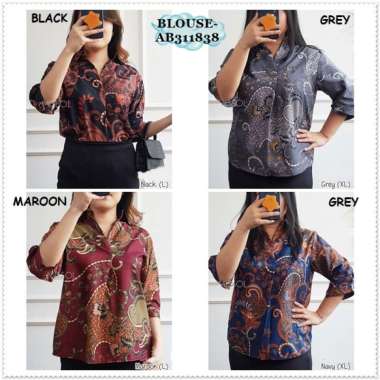 AB511838 Baju Atasan Pesta Blouse Kerja Etnik Batik Modern Wanita