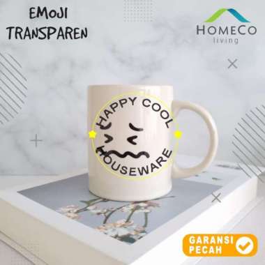 HOMECO 1pcs Mug 11oz Emoji Japanese Collection Gelas Emoji Transparan EMOJI IDK!