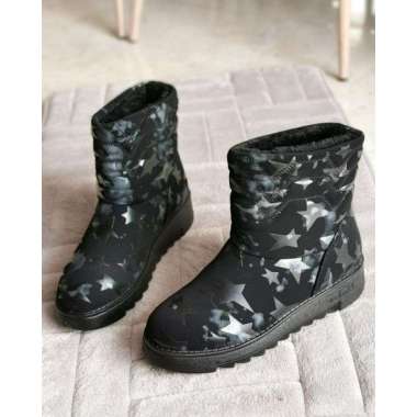 GST MVS VENUS BLACK / Sepatu Boots Musim Dingin Motif Bintang Tebal Anti Air Winter Bulu Thermal Wan